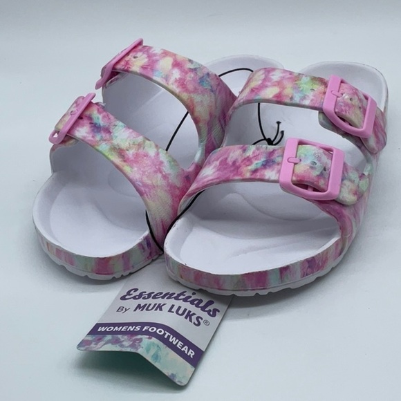 Essentials by MUK LUKS Shoes - Essentials by MUK LUKS Pink Kaleidoscope two strap sandal